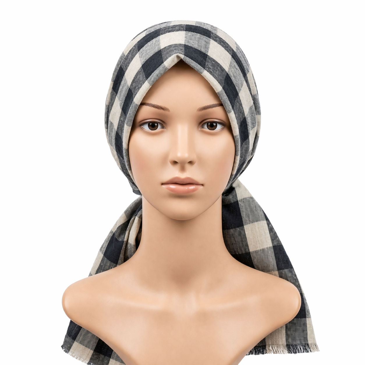 Classic Grey White Checkered Scarf